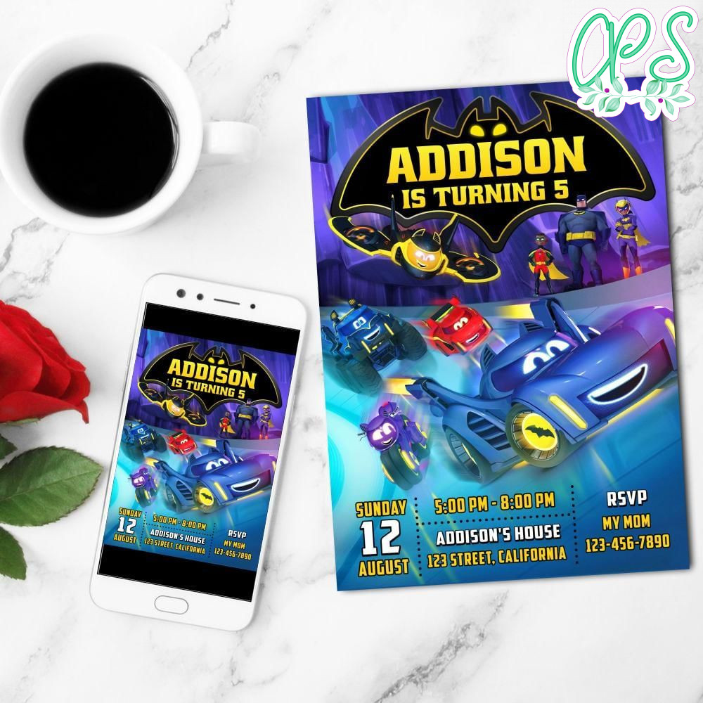 Batwheels Mobile Invite Customizable Template Instant Download