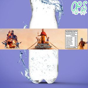 Last Airbender Bottle Label Birthday Water Bottle Label Template to Print at Home Instant Download