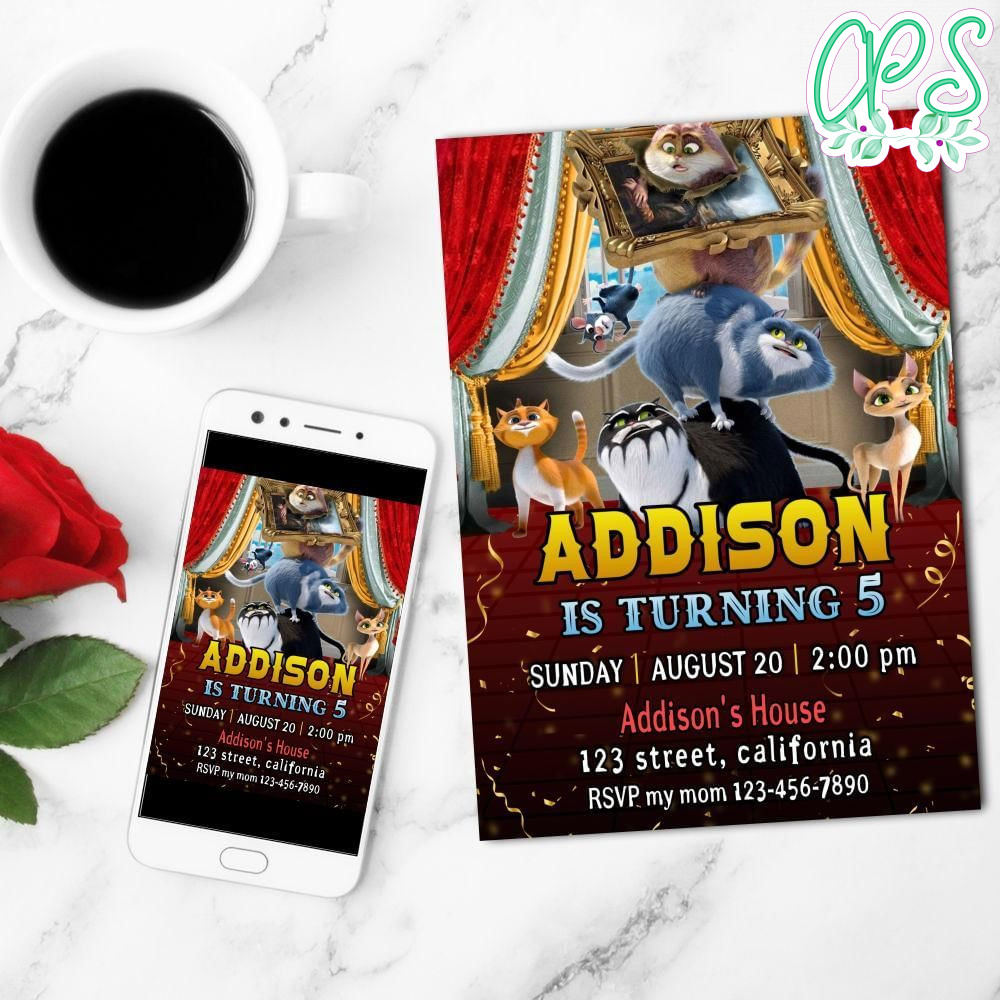 Cats In The Museum Mobile Invite Customizable Template Instant Download