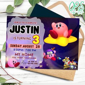 Kirby Invitation Customizable Template to Print at Home Instant Download