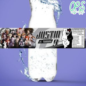 Danganronpa Birthday Water Bottle Label Template to Print at Home Instant Download
