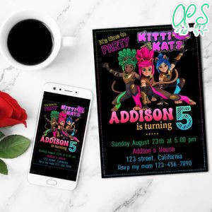 Kitti Katz Mobile Invite Customizable Template Instant Download
