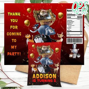 Cats in the museum Birthday Party Chip Bag Digital File Printable Instant Download