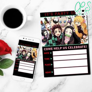 Demon Slayer Fill In Blank Mobile Invite Customizable Template Instant Download