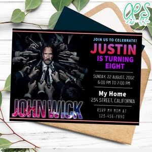 John Wick Invitation Customizable Template to Print at Home Instant Download