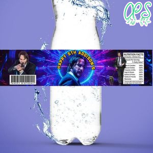 John wick Bottle Label Birthday Water Bottle Label Template to Print at Home Instant Download
