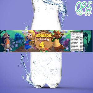 Goldie and Bear Birthday Water Bottle Label Template to Print at Home Instant Download