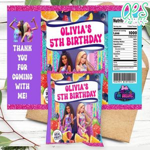 Barbie Big City Birthday Party Fruit Snack Bag Digital File Printable Instant Download