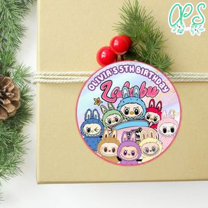 Labubu Circle Sticker Template Customizable To Print At Home Instant Download