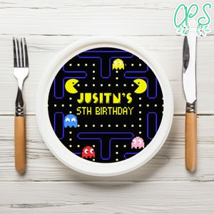 Pacman Birthday Plate Template Customizable To Print At Home Instant Download