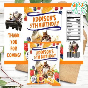 The Bad Guys Birthday Party Fruit Snack Bag Digital File Printable Instant Download