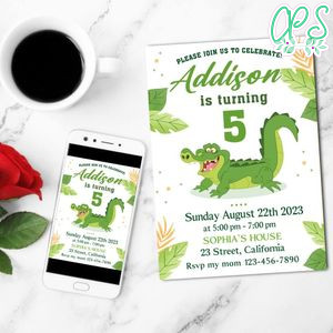 Cocodrilo Tic Tac Mobile Invite Customizable Template Instant Download