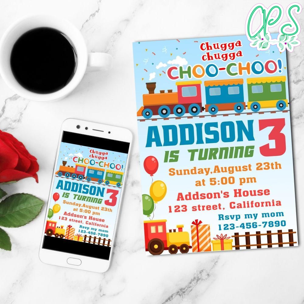 Choo Choo Mobile Invite Customizable Template Instant Download