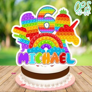 Pop the bubbles Cake Topper Template Printable Instant Download