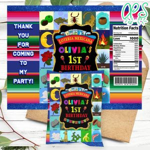 Loteria Birthday Party Chip Bag Digital File Printable Instant Download