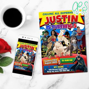Super Pets Birthday Invitation Customizable Template to Print at Home Instant Download