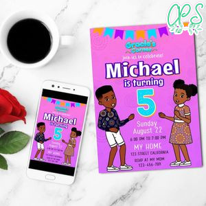 Gracies Corner Birthday Mobile Invite Customizable Template Instant Download