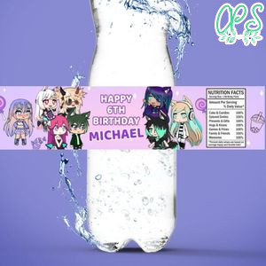 Gacha life Birthday Water Bottle Label Template to Print at Home Instant Download
