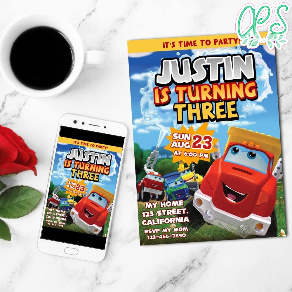 The Adventures Of Chuck And Friends Mobile Invite Customizable Template Instant Download