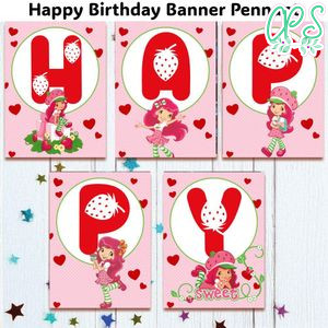 Strawberry Shortcake Banner Pennant Digital File Template Instant Download