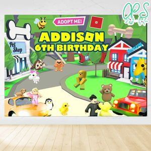 Adopt Me Birthday Backdrop Digital File Template Instant Download