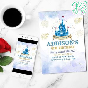 Magic kingdom Birthday Flyer Customizable Template to Print at Home Instant Download