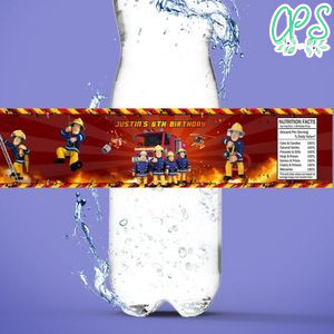 Fireman Sam Birthday Water Bottle Label Template To Print At Home Instant Download