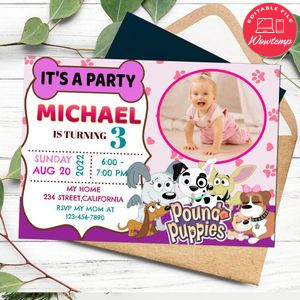 Pound Puppies Invitation Customizable Template to Print at Home Instant Download
