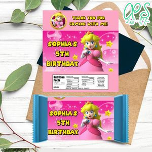 Princess Peach Candy Bar Label Customizable Template Instant Download