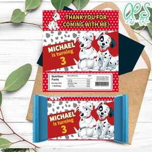 101 Dalmatians Candy bar Label Customizable Template Instant Download