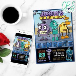 Dumbotz Birthday Invitation Customizable Template to Print at Home Instant Download