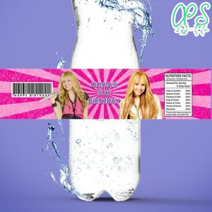 Hannah Montana Birthday Water Bottle Label Template To Print At Home Instant Download