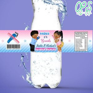 Fades or braids Gender Reveal Bottle Label Birthday Water Bottle Label Template to Print at Home Instant Download