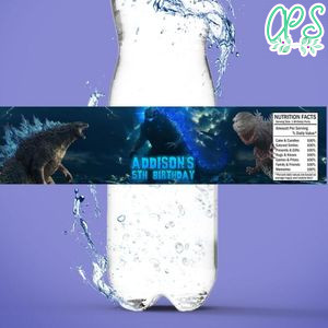 Godzilla Birthday Water Bottle Label Template to Print at Home Instant Download