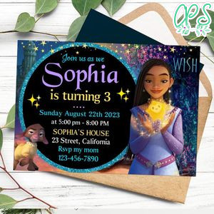 Wish Disney Birthday Flyer Customizable Template to Print at Home Instant Download
