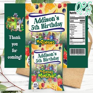 My Singing Monsters Birthday Party Fruit Snack Bag Digital File Printable Instant Download