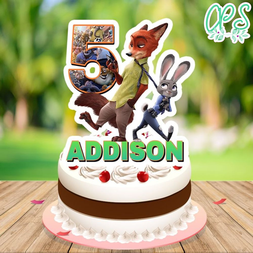 Zootopia Birthday Cake Topper Template Printable CustomPartyShirts Studio