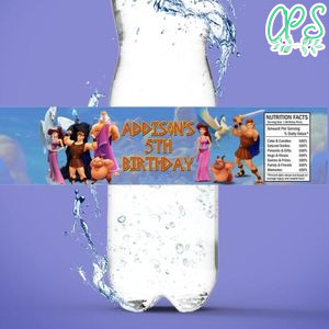 Hercules Birthday Water Bottle Label Template to Print at Home Instant Download