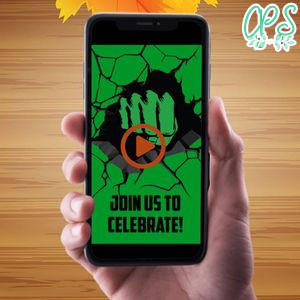 Hulk smash Birthday Video Invitation Digital Template Customizable Instant Download