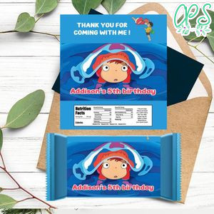Ponyo Candy Bar Label Customizable Template Instant Download