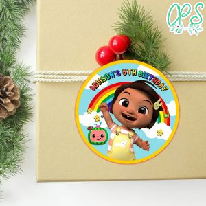 Nina Cocomelon Circle Sticker Template Customizable to Print at Home Instant Download
