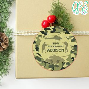 Camouflage Circle Sticker Template Customizable to Print at Home Instant Download