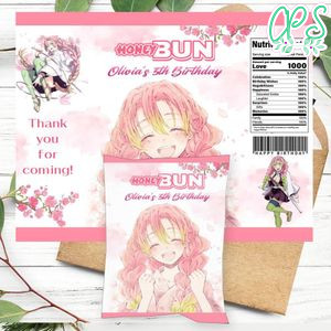 Mitsuri Birthday Honey Buns Snack Bag Label Customizable Instant Download