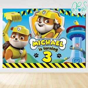 Rubble Paw Patrol Birthday Backdrop Digital File Template Instant Download