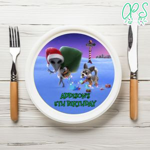 Alien Xmas Birthday Plate Template Customizable To Print At Home Instant Download