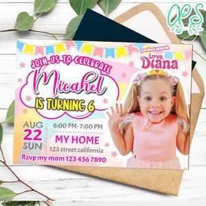 Like Nastya Birthday Invitation Customizable Template to Print at Home Instant Download