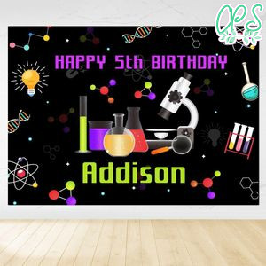 Science Birthday Backdrop Digital File Template Instant Download