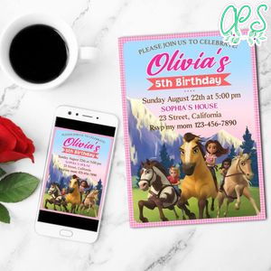 Spirit Untamed Mobile Invite Customizable Template Instant Download