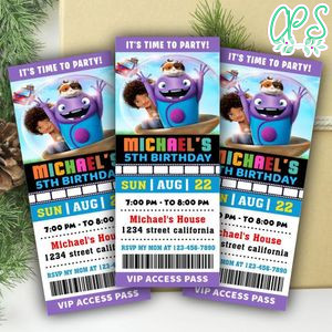 Boov Ticket Invitation Customizable Template Instant Download