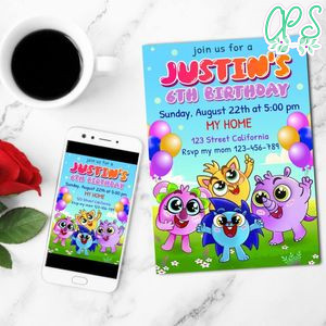 Baby Zoo Mobile Invite Customizable Template Instant Download